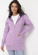 Bluzy damskie - Fioletowa Bluza z Kapturem Mamani - miniaturka - grafika 1