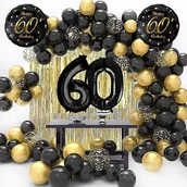 Balony i akcesoria - ŚCIANKA ZESTAW BALONÓW NA 60 URODZINY 78SZT - miniaturka - grafika 1