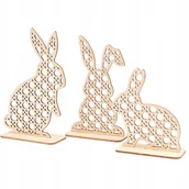 Wielkanoc - Zając Zające Dekoracja Wielkanocna Rattan Drewno - miniaturka - grafika 1