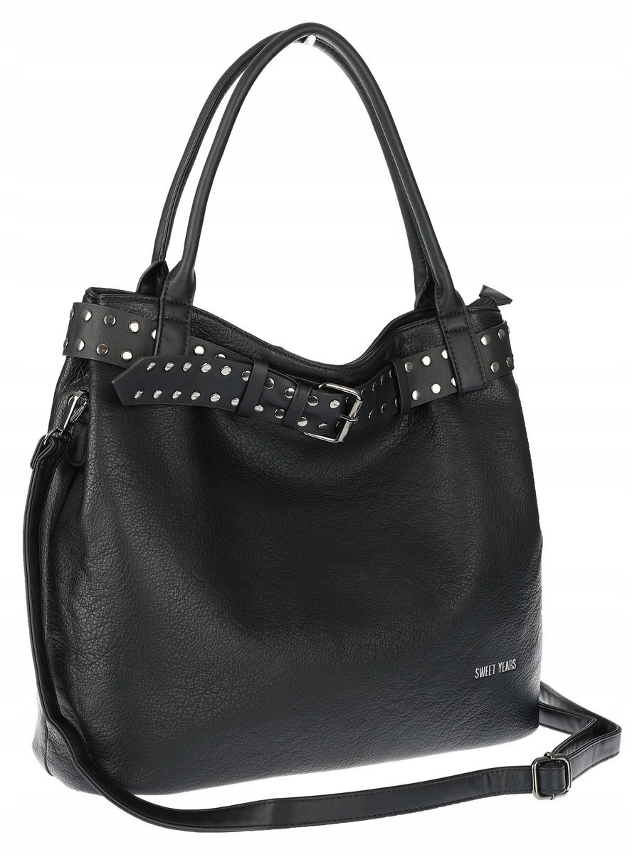 Torebka Damska Shopper worek modna duża torba A4 na Ramię 6866 Czarna