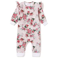 Pajacyki dla niemowląt - Pajac bez stópek, różowy Delicate flowers 80 - miniaturka - grafika 1