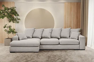 Sofa w kształcie L GABON narożnik z funkcją spania Riviera jasnoszary lewy - Narożniki - miniaturka - grafika 1