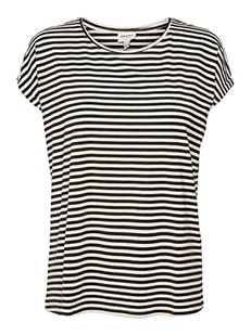 VERO MODA Damska koszulka VMAVA Plain SS top Stripe GA JRS NOOS, czarna/paski: Pristine, XS, Black/Stripes:pristine, XS - Koszulki i topy damskie - miniaturka - grafika 1