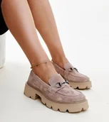 Mokasyny damskie - Beżowe skórzane mokasyny Vinceza - VINCEZA - miniaturka - grafika 1