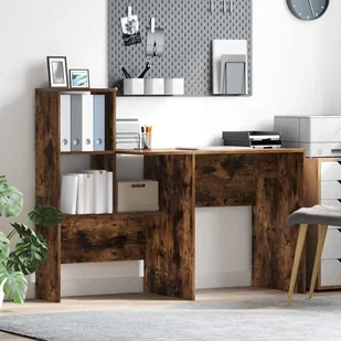 vidaXL Biurko z półką Wędzony dąb 131.5 x 50 x 106.5 cm - Biurka - miniaturka - grafika 1