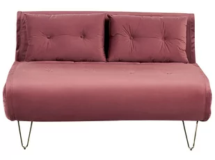 Sofa welurowa rozkładana 2-osobowa różowa VESTFOLD Lumarko! - Sofy i kanapy - miniaturka - grafika 1