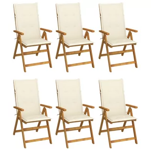 Składane krzesła ogrodowe z poduszkami, 6 szt., drewno akacjowe - Fotele i krzesła ogrodowe - miniaturka - grafika 1
