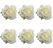 Ozdoby bożonarodzeniowe - RÓŻA BIAŁA SZTUCZNA wyrobowa na wiązankę bukiet 6x - miniaturka - grafika 1