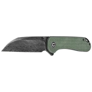 Nóż składany Civivi Elementum Wharncliffe Green Canvas Micarta, Black Hand Rubbed Damascus (C18062AF-DS1) - Noże - miniaturka - grafika 2