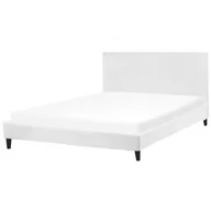 Łóżka - Beliani Łóżko welurowe 180 x 200 cm białe FITOU - miniaturka - grafika 1