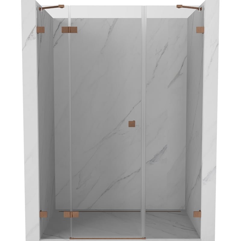 Mexen Lunar drzwi prysznicowe uchylne lewe 120 cm, transparent, miedź szczotkowana - 834S-120-050-65-00-L