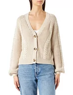 Swetry damskie - ONLY Onlrosie Life L/S kardigan KNT Noos kurtka z dzianiny, Kamień pumice Stone/Szczegóły: twist W. Cloud Dancer/Humus, S - miniaturka - grafika 1