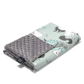 Koce i narzuty dla dzieci - LA MILLOU LEKKI KOCYK MINKY - M - UNICORN RAINBOW KNIGHT - GREY - miniaturka - grafika 1