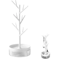 Biżuteria - akcesoria - Organizer na biżuterię w kształcie drzewa, biały stojak na biżuterię, stojak na biżuterię damską, stojak na biżuterię z obrotową tacą - miniaturka - grafika 1