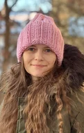 Czapki damskie - Zimowa czapka Buran 100% wełna z Peru blady róż - miniaturka - grafika 1