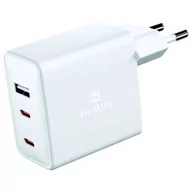 Ładowarki do telefonów - Swissten Ładowarka sieciowa GaN 70W 2x USB-C 1x USB 22054100 Biała - miniaturka - grafika 1