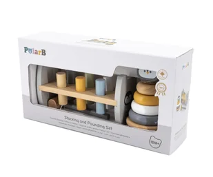 VIGA PolarB Zestaw Drewniana Piramidka + Przebijanka z Młoteczkiem Pingwinek Montessori - Klocki - miniaturka - grafika 9