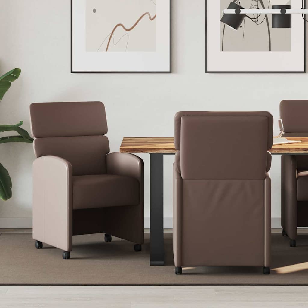 vidaXL Krzesła jadalne 2 pcs Brązowy 58 x 65 x 98 cm Skóra syntetyczna