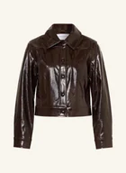 Marynarki i żakiety damskie - Mrs & Hugs Żakiet Pudełkowy Z Imitacji Skóry braun - miniaturka - grafika 1