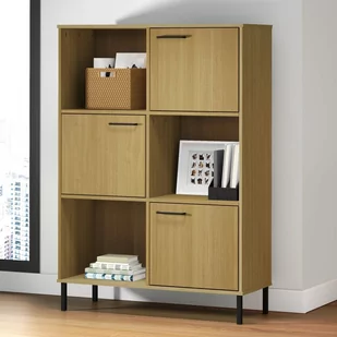 vidaXL Regał OSLO, metalowe nóżki, brązowy, 90x35x128,5 cm, drewno - Regały - miniaturka - grafika 1