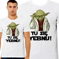 Koszulki męskie - T-Shirt ŚMIESZNA KOSZULKA STAR WARS YODA TU SIĘ BAWEŁNA PREZENT L 0642 - miniaturka - grafika 1