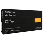 Pozostałe akcesoria fryzjerskie - Mercator Nitrylex Black, rękawiczki nitrylowe, czarne, rozmiar XS, 100szt - miniaturka - grafika 1