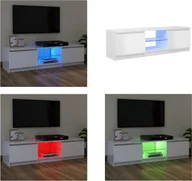 Szafki RTV - vidaXL Szafka pod telewizor z oświetleniem LED biały wysoki połysk 120x30x35,5 cm - Szafka pod telewizor - Szafki pod telewizor - Szafka pod telewizor z oświetleniem LED - Meble pod telewizor - miniaturka - grafika 1
