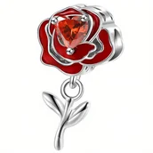 Charmsy - Charms do Pandora - CHARMS RÓŻA Z SERCEM - miniaturka - grafika 1