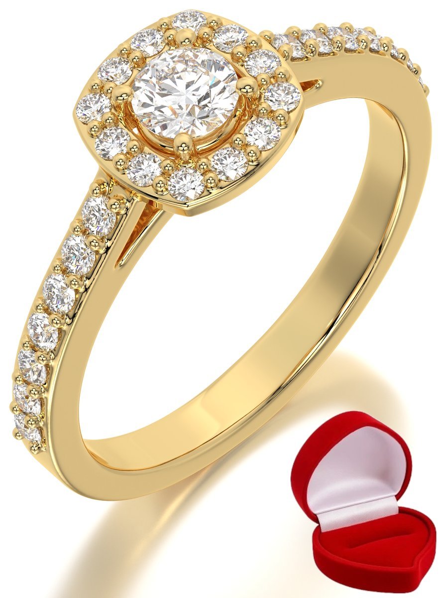 ZŁOTY PIERŚCIONEK ZARĘCZYNOWY 585 14k DIAMENT BRYLANT 0,24 ct R24