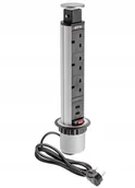 Gniazdka elektryczne - Biurkowe gniazdko wpuszczane wersja UK srebrne USB - miniaturka - grafika 1