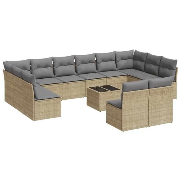 Zestaw mebli ogrodowych modułowych beżowy rattan PE 55 x 62 x 69 cm