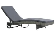 Leżaki ogrodowe - Elior Antracytowy leżak ogrodowy z kółkami L2-C26 - miniaturka - grafika 1