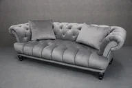Sofy i kanapy - Sofa Nierozkładana Chesterfield Tapicerowana I Pikowana Popielata B 4885 - miniaturka - grafika 1