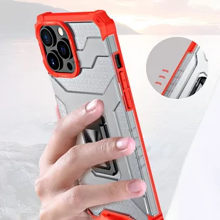 Crystal Ring Case pancerne hybrydowe etui pokrowiec + magnetyczny uchwyt iPhone 12 Pro czerwony - Etui i futerały do telefonów - miniaturka - grafika 2