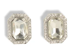 Klipsy do uszu srebrne z kryształem - Kolczyki - miniaturka - grafika 1