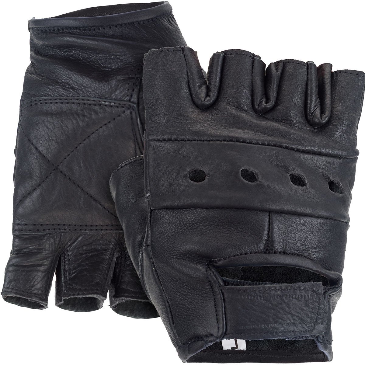 Rękawice Rękawiczki Bez Palców Skórzane Longhorn na Rower - Czarne XXL