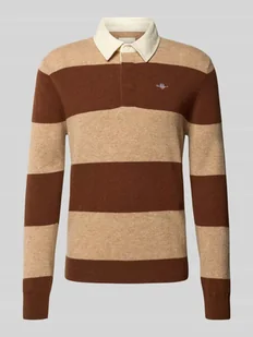 Sweter z dzianiny z wyhaftowanym logo - Swetry męskie - miniaturka - grafika 1