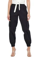 Spodnie damskie - ONLY CZARNE SPODNIE BOJÓWKI Z KIESZENIAMI I ŚCIĄGACZAMI 42/30 JPA - miniaturka - grafika 1