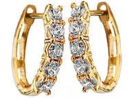 Kolczyki - Złote kolczyki 585 angielskie nowoczesne przecinki z cyrkoniami prezent - miniaturka - grafika 1