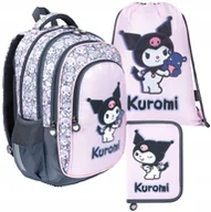 Plecaki worki - Kuromi Plecak Szkolny Czterokomorowy+piórnik+worek Kuromi Pink Zestaw - miniaturka - grafika 1