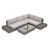 Meble ogrodowe - Narożnik Technorattanowy Verona Dark Grey - miniaturka - grafika 1