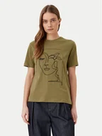 Koszulki i topy damskie - Vila T-Shirt Sybilla 14103247 Zielony Regular Fit - miniaturka - grafika 1