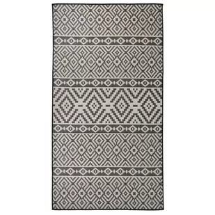 vidaXL Dywan zewnętrzny o płaskim splocie, 80x150 cm, czarne pasy - Dywany zewnętrzne - miniaturka - grafika 1
