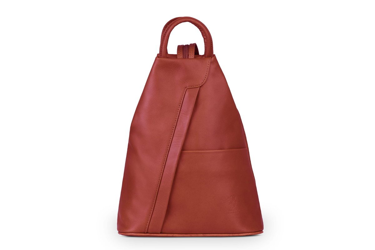 Plecak Skórzany Vera Pelle Piramide Czerwony