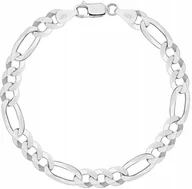 Bransolety męskie - Bransoletka Srebrna Męska Pełna Figaro 1,10 cm Szeroka pr 925 Grawer Gratis - miniaturka - grafika 1