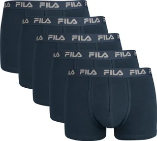 Bokserki męskie FILA, 5-pak - logo w pasie, miejskie, bawełna stretch, jednokolorowe niebieskie XL - Majtki męskie - miniaturka - grafika 1