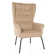 Fotele - Fotel tapicerowany HAVENIO Beżowy hjh LIVING - miniaturka - grafika 1