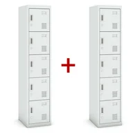 Szafki BHP - B2B Partner Szafka szatniowa 5-drzwiowa, zamek cylindryczny, 1800 x 380 x 450 mm, szara/szara, 1+1 GRATIS 485039 - miniaturka - grafika 1