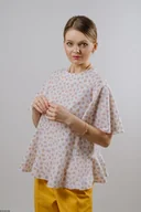 Bluzy damskie - Bluza z falbankami bawełniana - miniaturka - grafika 1
