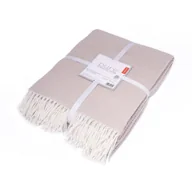 Koce - Koc bawełniany akrylowy 200x220 beżowy z frędzlami jacquard - miniaturka - grafika 1
